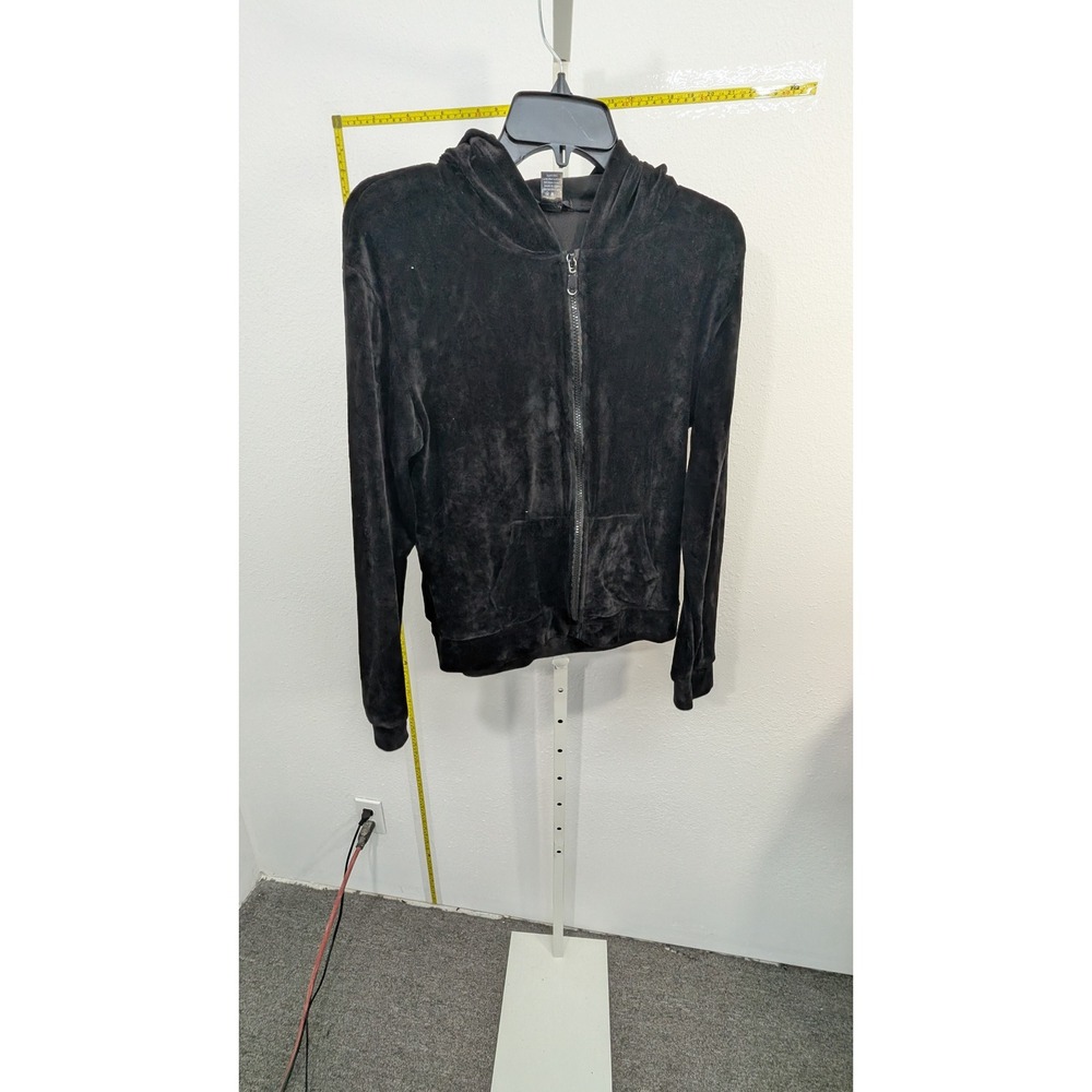 C-Mode Womens Black Velour Tracksuit Set Zip Up Hoodie and‎ Pants Size M P5990H